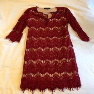 Forever 21 Contemporary Lace Red Dress - Small